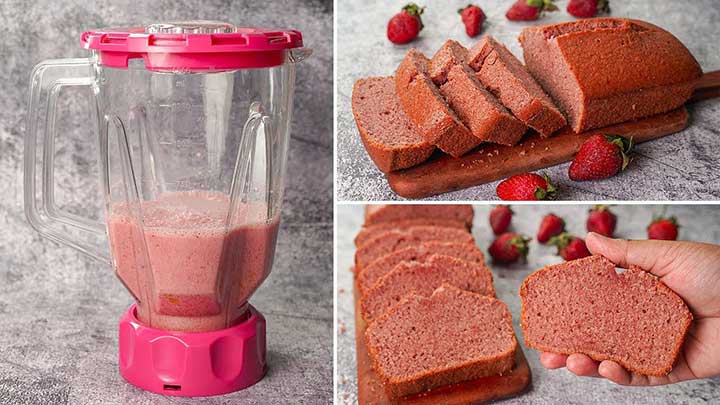 strawberry cake in blender