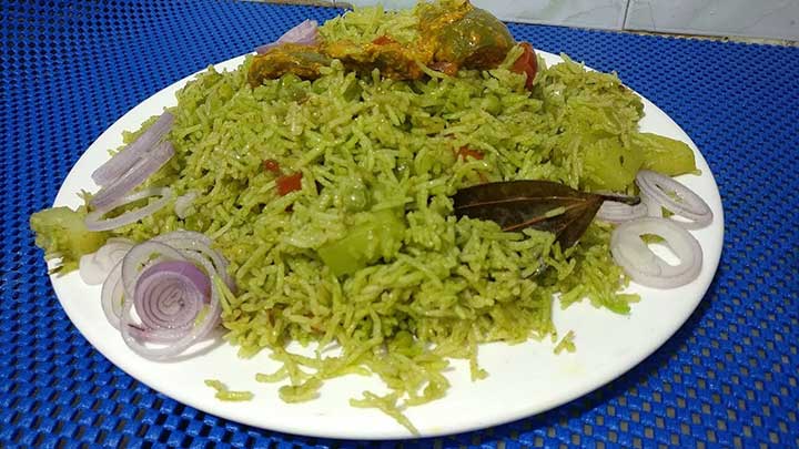green pulao recipe