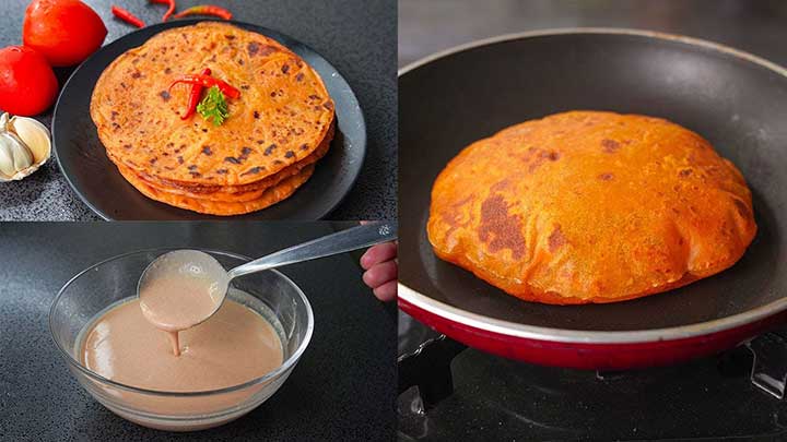tomato paratha recipe with liquid dough